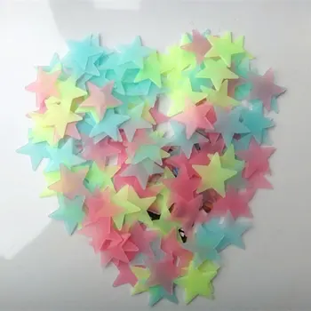 100ks 3 CM 3D Svetelné Hviezda Wall Nálepky Dark Star Samolepky na Stenu Festivel Dekor Spálňa Strop Domov Fluorescenčné Deti PVC OUTAD