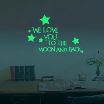 Milujeme Vás Na Mesiac A Späť Svietiace Hviezdy Svietiť V Tme Romantický Dekorácie Spálňa Chlapec, Izba Strany Spálňa Decor