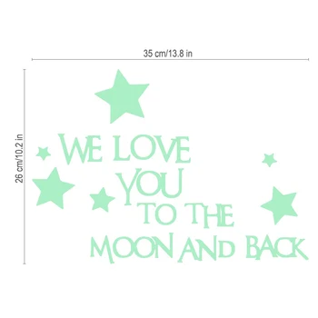 Milujeme Vás Na Mesiac A Späť Svietiace Hviezdy Svietiť V Tme Romantický Dekorácie Spálňa Chlapec, Izba Strany Spálňa Decor
