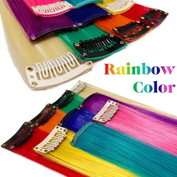 MQY MQY 9PCS Rainbow Vlasy Príslušenstvo Bábika Klip V / Na Multi-Farebné Strana Zdôrazňuje Rovno Farebné Rozšírenia Pre Americké