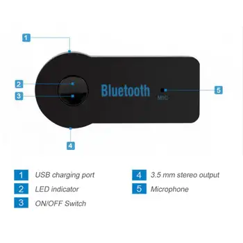 3,5 mm Jack Converter Slúchadlá Audio Adaptér Bezdrôtovej Bluetooth Adaptér AUX Kábel, Slúchadlá Audio Prevodník Pre PC, TV, Telefón Video