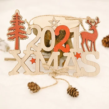 1Pcs List 2021 VIANOCE, Vianočný Stromček, Dekorácie Nový Rok Dvere Drevené Visí Prihlásiť Na Vianočný Večierok Domáce Dekorácie Ornament
