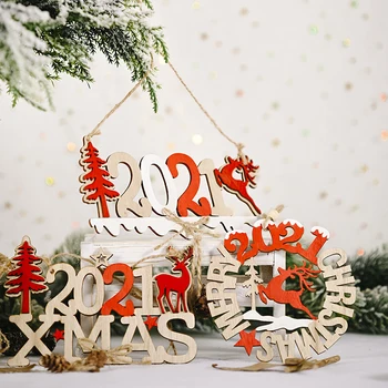 1Pcs List 2021 VIANOCE, Vianočný Stromček, Dekorácie Nový Rok Dvere Drevené Visí Prihlásiť Na Vianočný Večierok Domáce Dekorácie Ornament