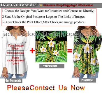 Jackherelook Vlastný Obrázok a Logo Tlače Plus Veľkosť Blúzky pre Ženy Bežné Tunika s Dlhým Rukávom Top Shirt Camisa Femenina Dropshipping