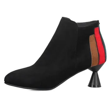 Smeeroon módne zips dámske členkové topánky ukázal prst med podpätky, topánky pre ženy teplé zimné topánky, dámske topánky s kožušinou