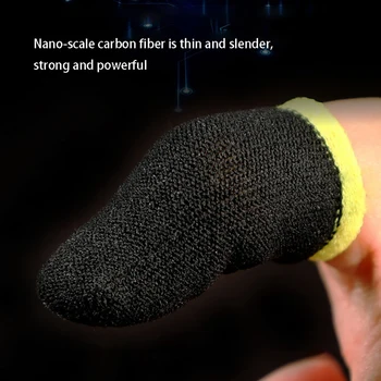 18-Pin Uhlíkových Vlákien Prst Rukávy Pre PUBG Mobilné Hry Stlačte Sn Prst Rukávy Black & Yellow(16 Ks)