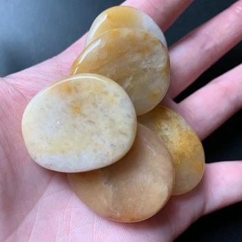Žltá Jade Kameň Jaspis Palm Kamene Nastaviť Palmstone Čakra Liečenie Duchovných Crystal Home Office Tabuľka Dekor 7pcs