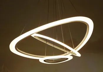 Okrúhly Biely Jednoduchý Prívesok Svetlo Akryl Kruhový Jedálenský Osvetlenie Miestnosti Moderná Obývacia Izba Office Lampa Led M