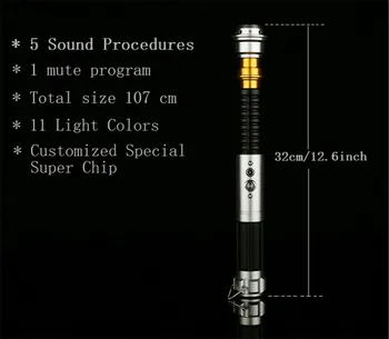 LED Blikajúce Magic Lightsaber Lk Star Cosplay Skywalker Light Saber s Hlasovým Vader Meč Päť Zafarbenie Kovová Rukoväť