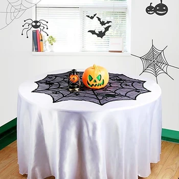 102cm Okrúhly Stôl cylinder Sada Krb Šatku Halloween Stôl Dekorácie Halloween Obrus Čipky pavučina Obrus