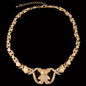 BPOYB Najlepšie Predať macko Objať Srdce Xo Náhrdelník Dámske Náušnice Náramok, Prsteň Zlatá Farba Dubaj Brazílsky Logá Svadobné Šperky