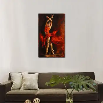 Krásne olejomaľby žena španielsky Flamenco Tanečnica Červená Lady olej na plátne Vysokej kvality, ručne maľované