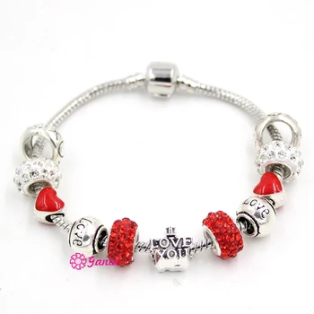 Nový Príchod Valentín Šperky Náramok Náramok DIY Európskej Červené Srdce Perličiek Náramky pre Ženy Valentine Darček Pulser Bijoux